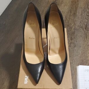 Authentic Christian Louboutin Decollete 554 100 Black Red bottom Heels Size 9